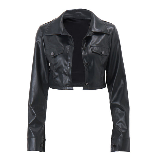 Damen cropped Kunstlederjacke EB