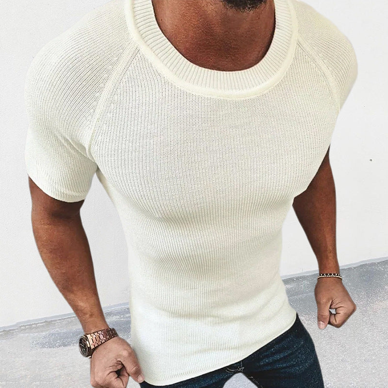 Herren figurbetontes Kurzarmstrickoberteil EB