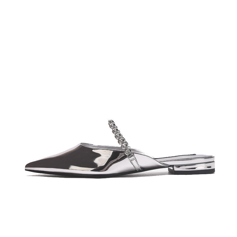 Damen Elegante Sling-Pumps mit funkelndem Kettenriemen EB