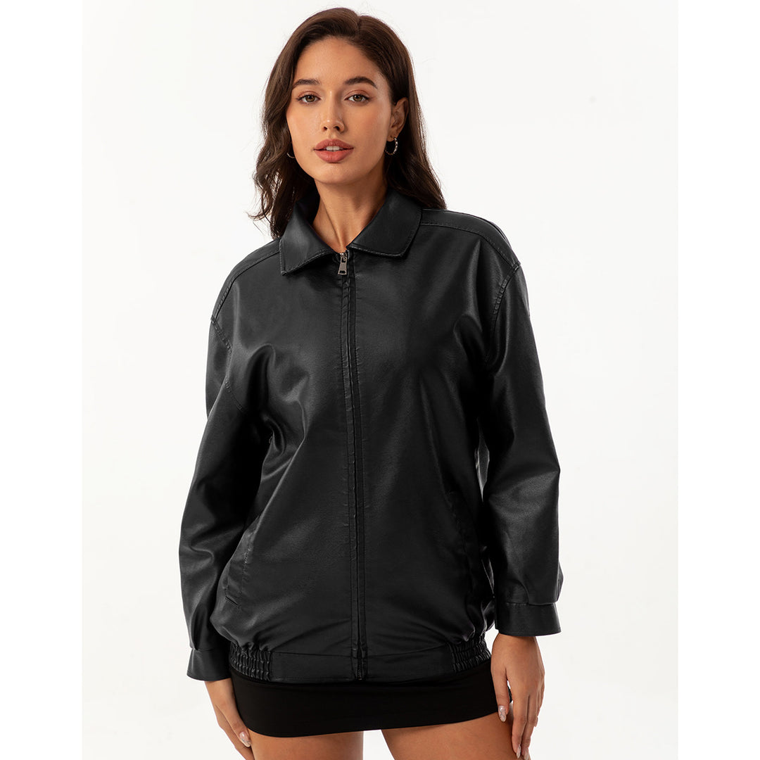 Damen nan leichte Satin Bomberjacke mit Reißverschluss und lockerer Passform EB