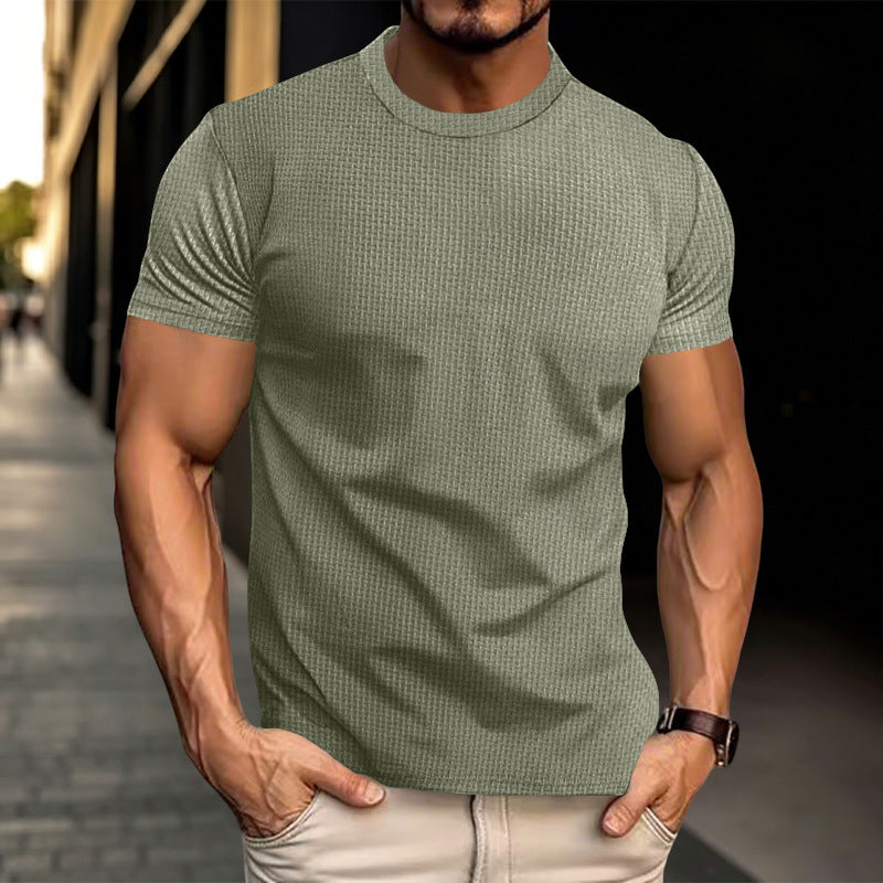 Herren Strukturiertes Kurzarm-T-Shirt aus Feinstrick EB