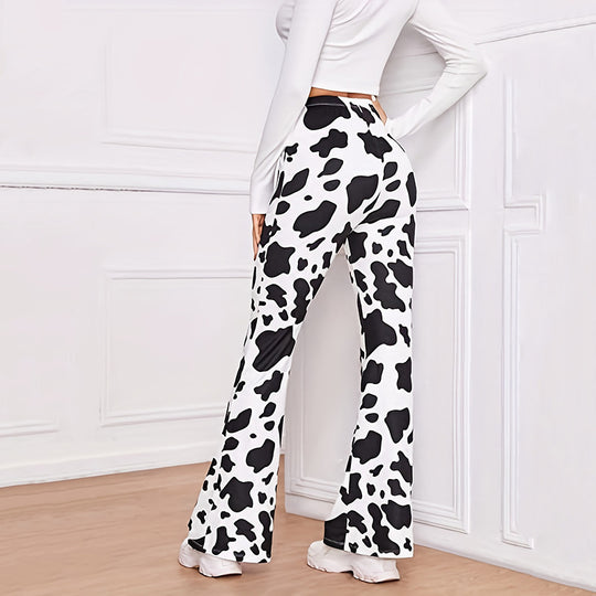 Damen Flared-Leggings mit tierischem Muster EB