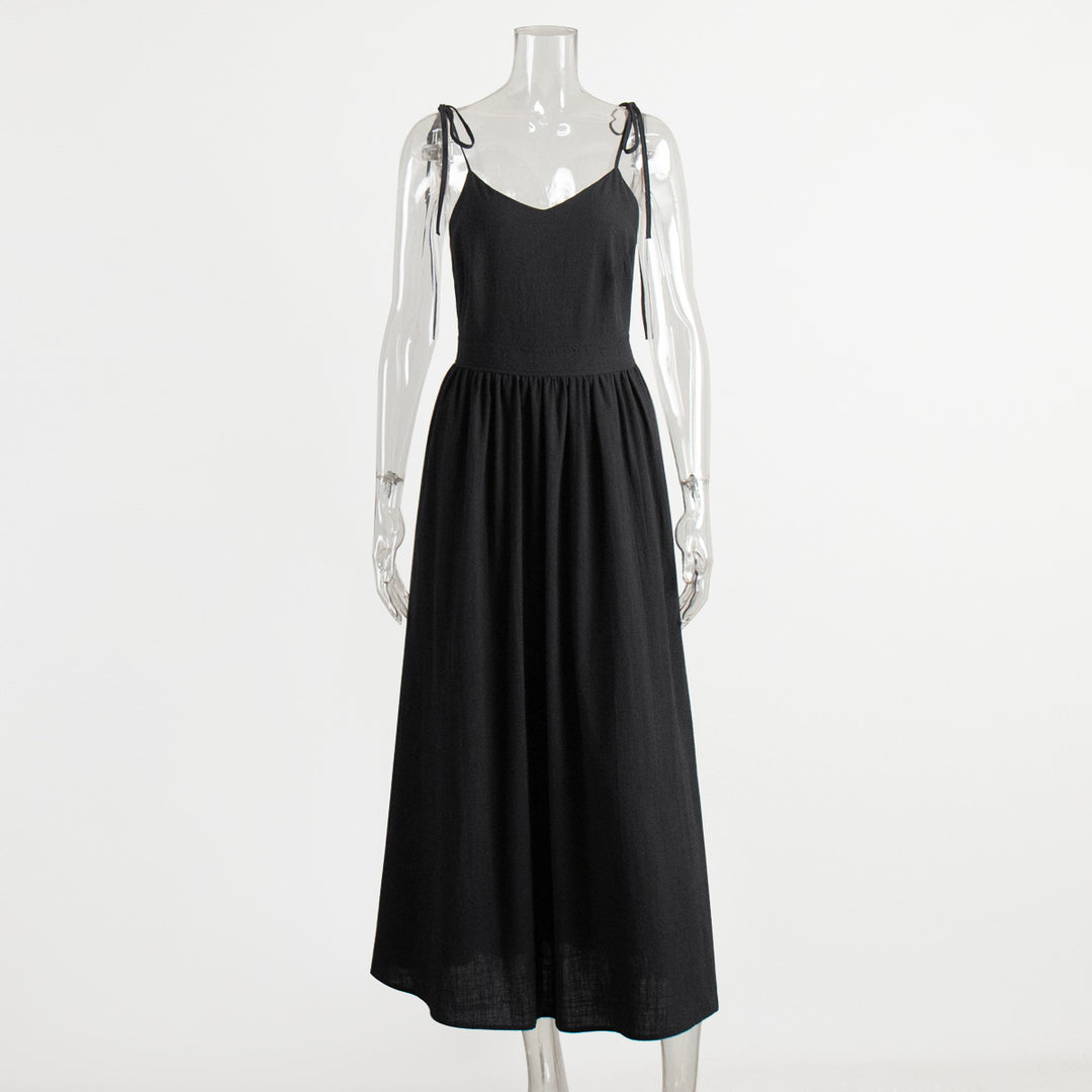 EB | Neckholder-Kleid aus Baumwolle mit Hosenträgern