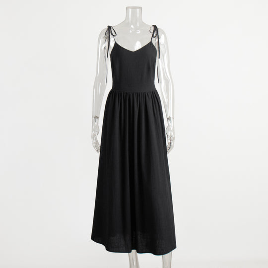 EB | Neckholder-Kleid aus Baumwolle mit Hosenträgern