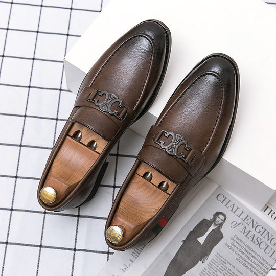 Herren Elegante Premium-Leder Mokassins mit dekorativem Riemen EB