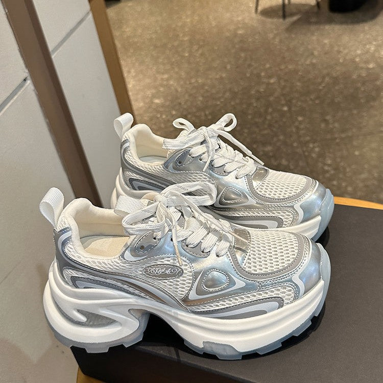 Damen Sportliche Sneakers mit atmungsaktiver Mesh-Oberfläche und gepolsterter Sohle EB