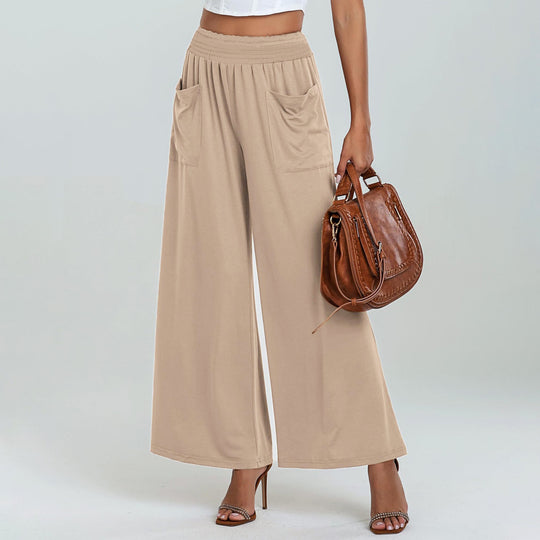 Damen Weite Hose mit elastischem Bund und Seitentaschen EB