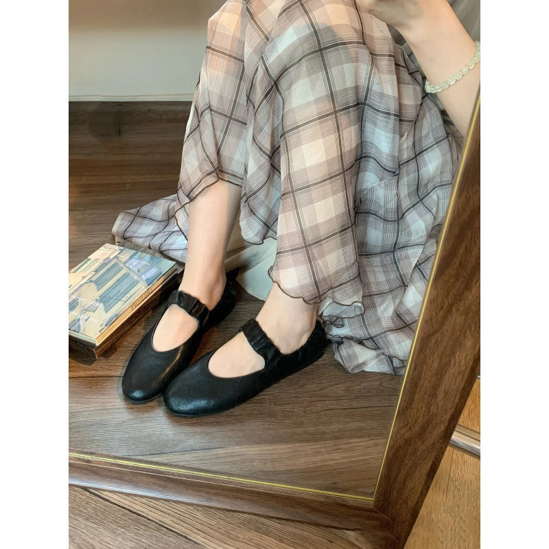 Damen Ballerinas aus softem Leder mit elastischem Riemen EB