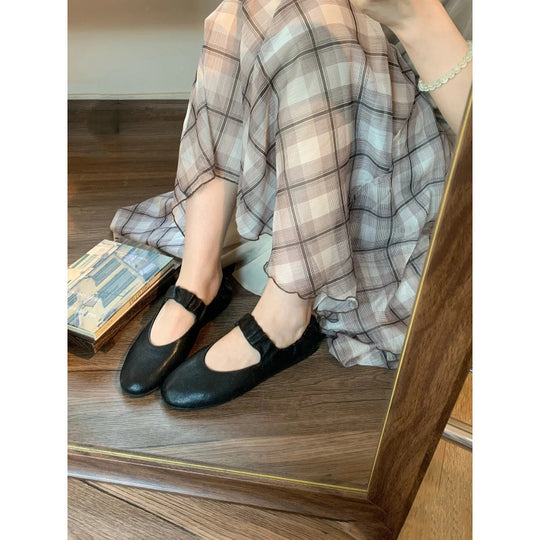 Damen Ballerinas aus softem Leder mit elastischem Riemen EB