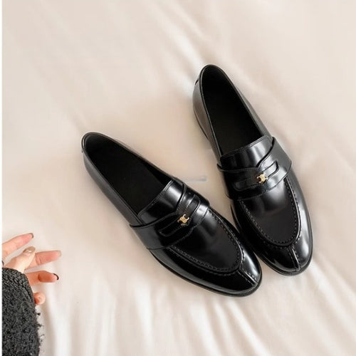 Damen elegante Mokassins mit goldenen Akzenten EB