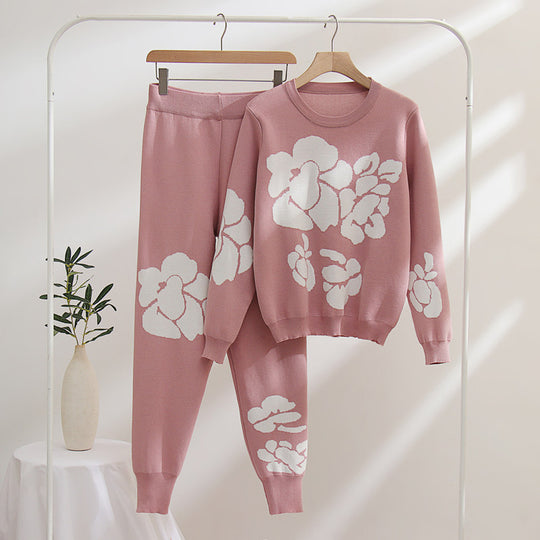 Damen Strickanzug mit floralen Designs EB