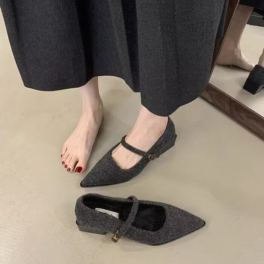 Damen elegante Ballerina-Schuhe mit modischem Riemchen und komfortabler Innensohle EB
