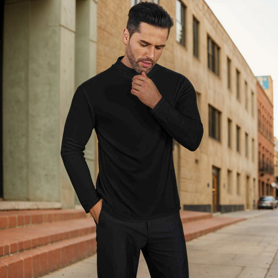 Herren Stehkragen Pullover Aus Weichem Baumwollmix EB