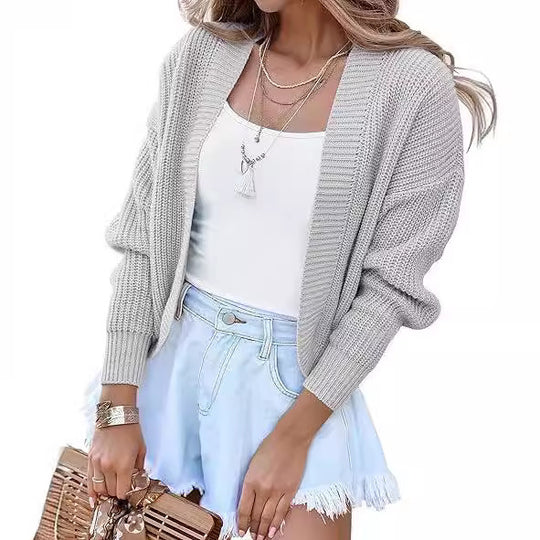 Damen Grobstrickcardigan mit weiten Ärmeln und offener Front EB