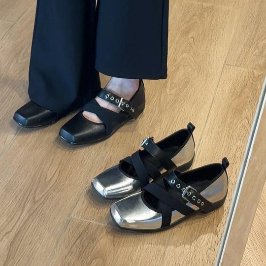 Damen Freizeit-Ballerinas mit elegantem Riemendesign und komfortabler Sohle EB