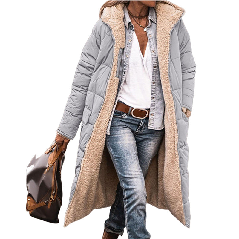 Damen lange, gefütterte Winterjacke mit Fleece-Futter EB