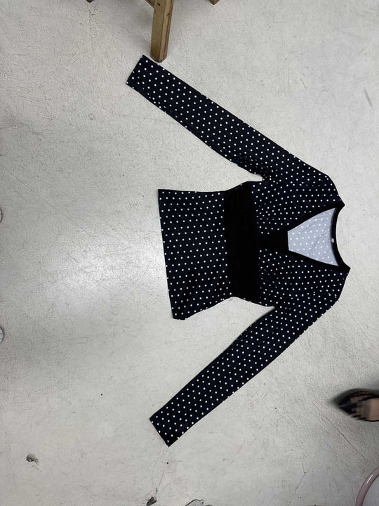Damen nan taillierte Wickelbluse mit Polka‑Dot Muster, tiefem V‑Ausschnitt und breitem Taillenband EB