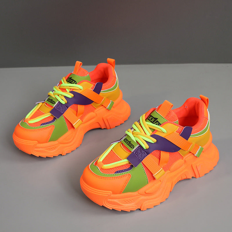 Damen modische Chunky Sneakers mit atmungsaktivem Obermaterial und dämpfendem Profil EB