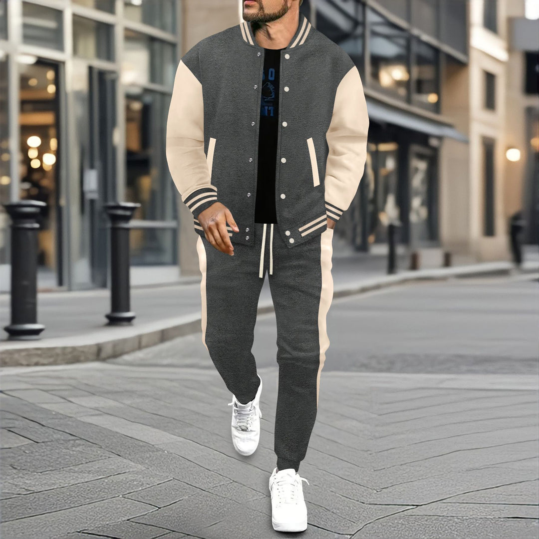 Herren nan College-Trainingsanzug aus Baumwollmischung mit gesteppter Collegejacke und tapered Jogginghose EB