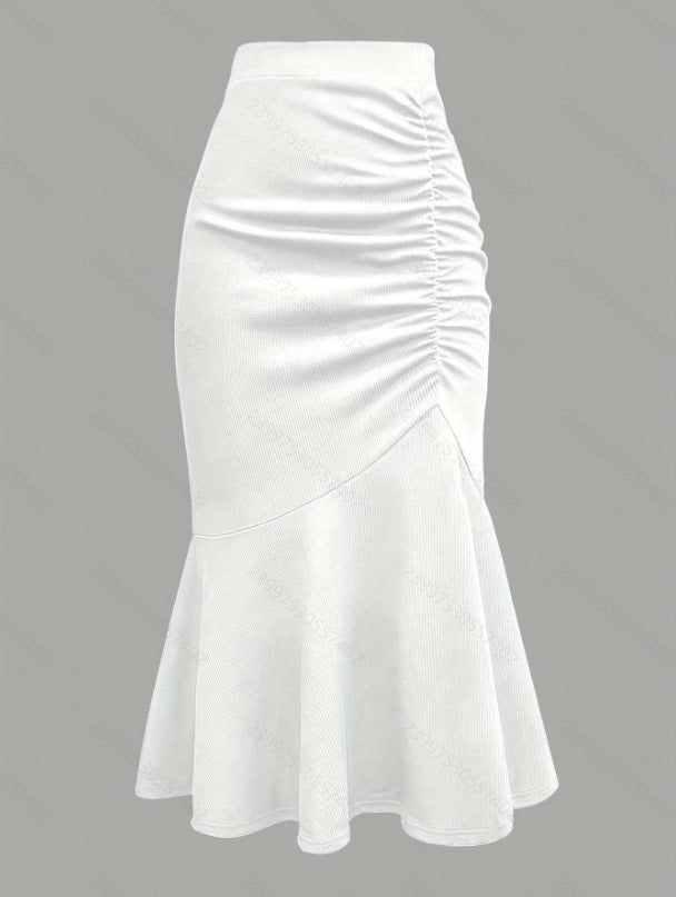 Damen eleganter Midirock mit asymmetrischem Schnitt und Raffung EB