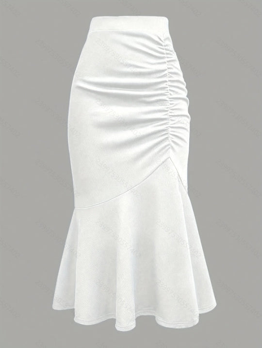 Damen eleganter Midirock mit asymmetrischem Schnitt und Raffung EB