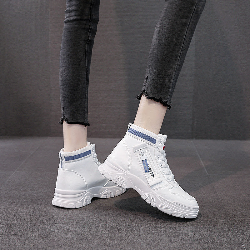 Damen Hohe Sneakers mit modischem Reißverschluss und atmungsaktivem Innenfutter EB