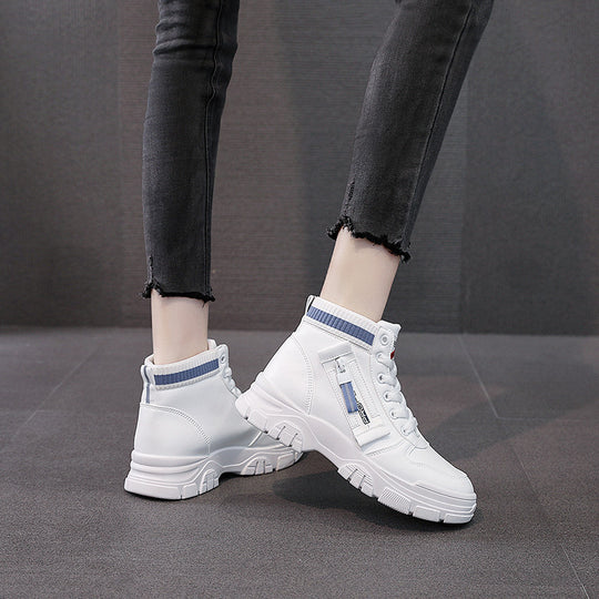 Damen Hohe Sneakers mit modischem Reißverschluss und atmungsaktivem Innenfutter EB