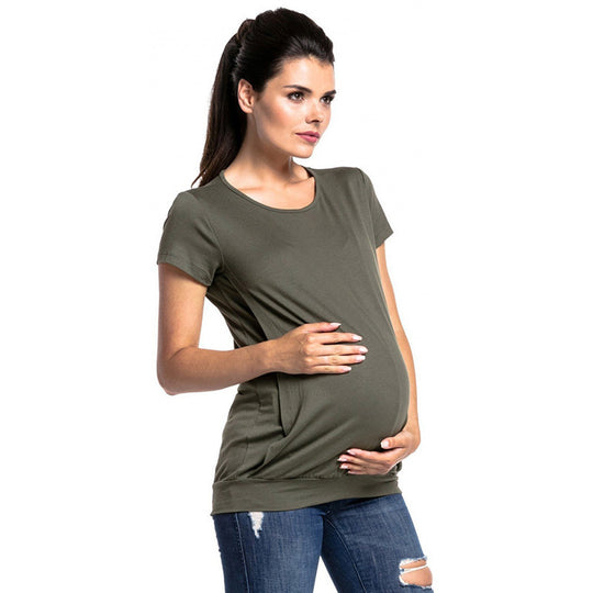 Damen Umstandsshirt mit praktischem Wickelschnitt EB