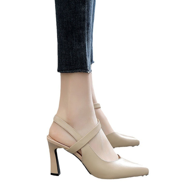 Damen elegante Slingback-Pumps mit hohem Blockabsatz und modischem Riemendesign EB