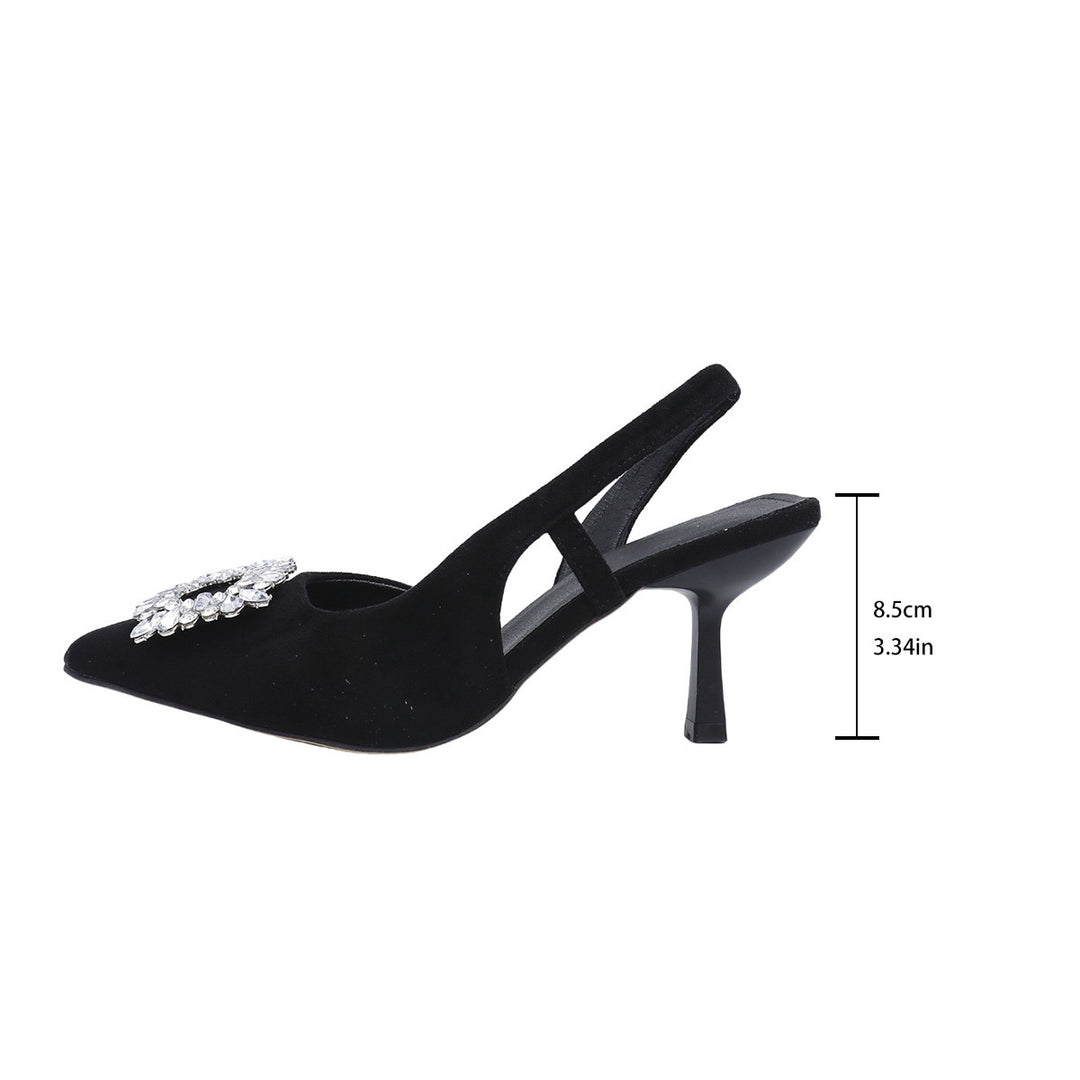 Damen Slingback High Heel Sandalen mit dekorativem Schmuckelement und elegantem Design EB