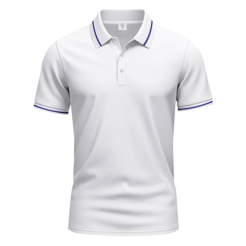 Herren nan atmungsaktives Interlock-Poloshirt mit Kontrast-Tipping, kurzer Knopfleiste und schmaler Silhouette EB