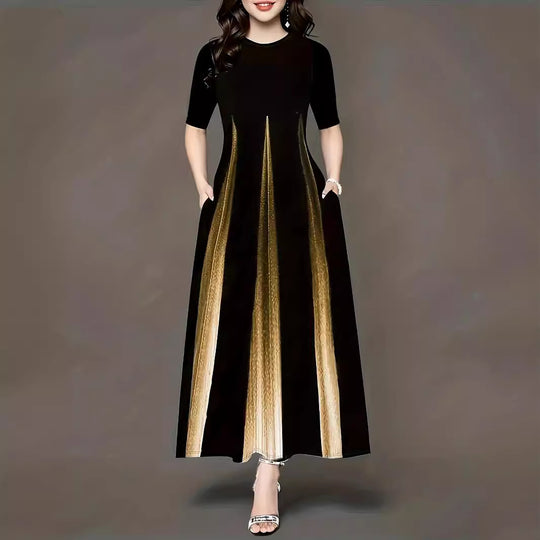 Damen Maxikleid mit eleganten Falten und praktischen Taschen EB