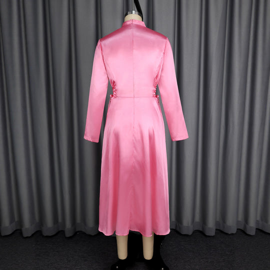 Damen Elegantes Midikleid mit Raffinierter Schleifenbindung EB