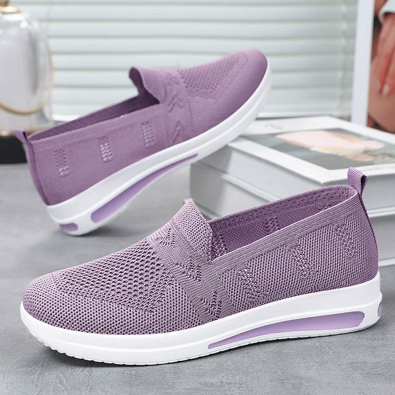Damen Slip-On Sneakers mit atmungsaktivem Strickdesign und dämpfender Sohle EB