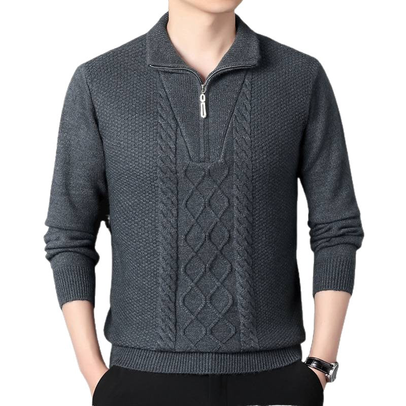 Herren Strickpullover mit hohem Kragen und Zipper EB