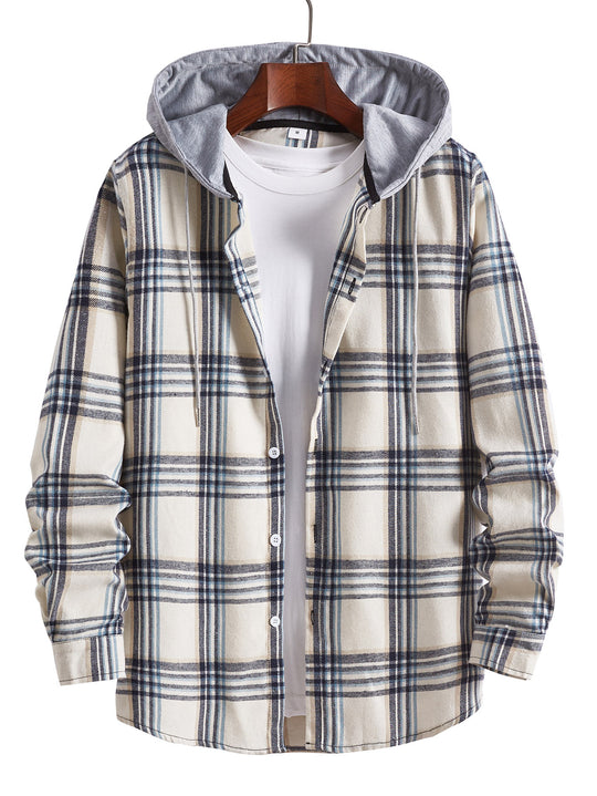 Herren Übergangsbluse mit Kapuze und kariertem Design EB