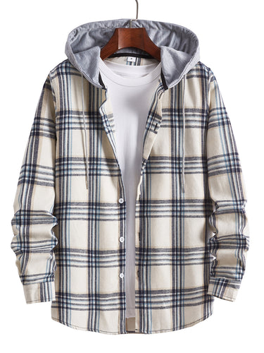 Herren Übergangsbluse mit Kapuze und kariertem Design EB
