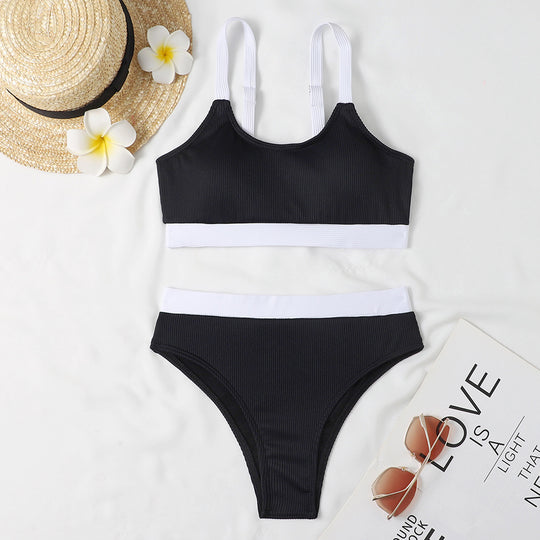 Damen Bikiniset mit raffiniertem Rippdesign und verstellbaren Trägern EB