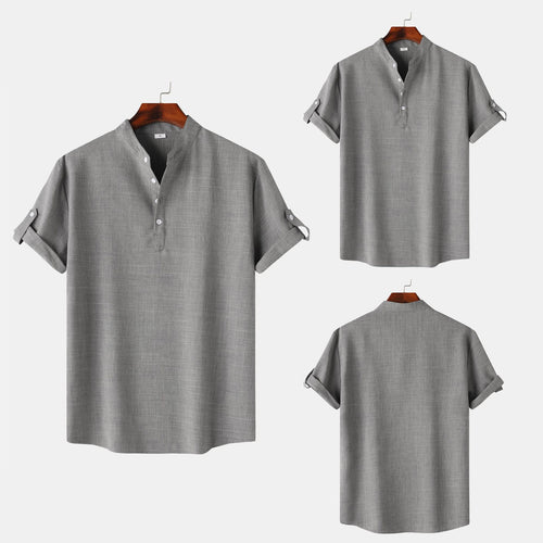 Herren Kurzarmhemd mit modernem Henley-Ausschnitt und entspannter Passform EB