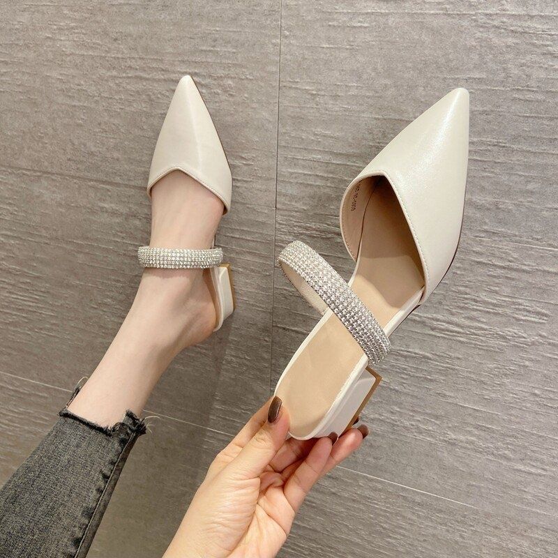 Damen elegante Slingback-Ballerinas mit glitzerndem Riemchen EB