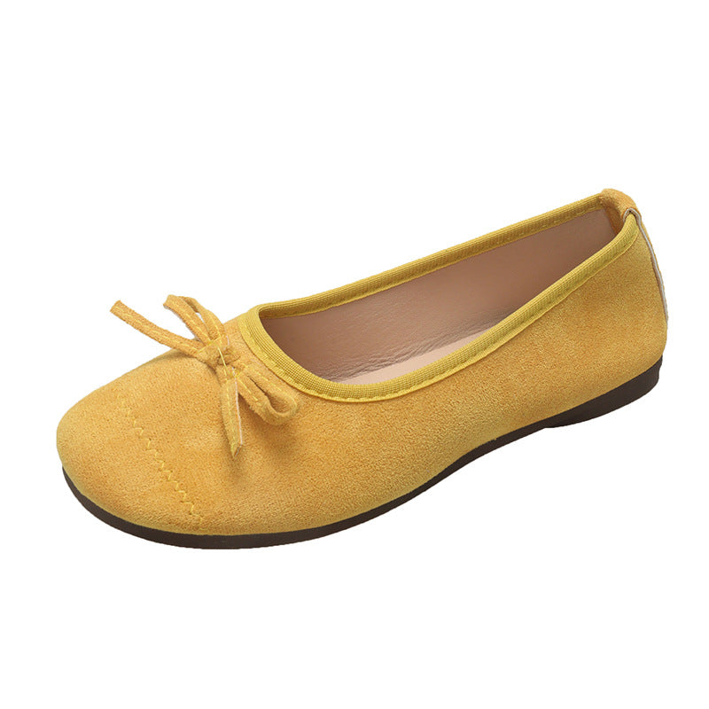 Damen Ballerina-Schuhe mit zierlichem Schleifenakzent und eleganter Oberfläche EB