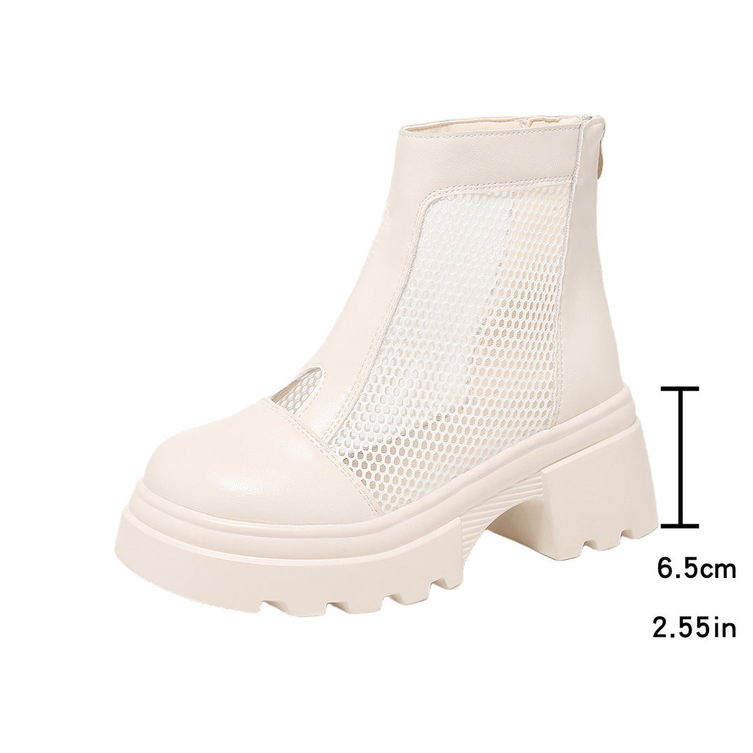 Damen trendy Verbindung von Stiefeln und Ankle Boots mit luftigen Mesh-Elementen EB