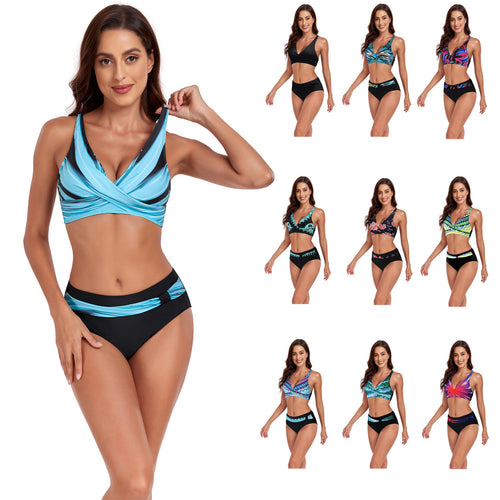 Damen Sportliches Bikini-Set mit trendigem Schnitt und modernem Grafikdesign EB