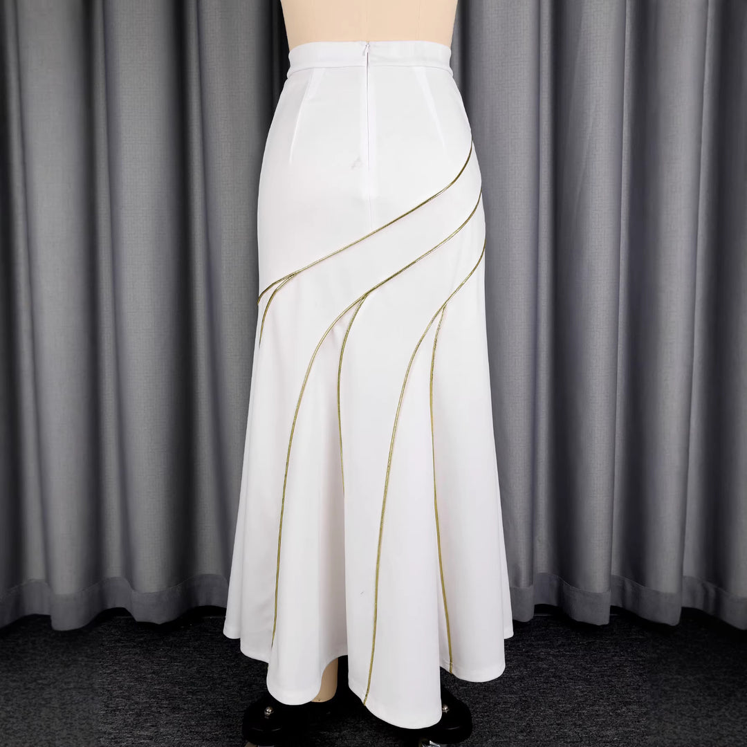 Damen eleganter Rock mit geschwungenen Ziernähten EB