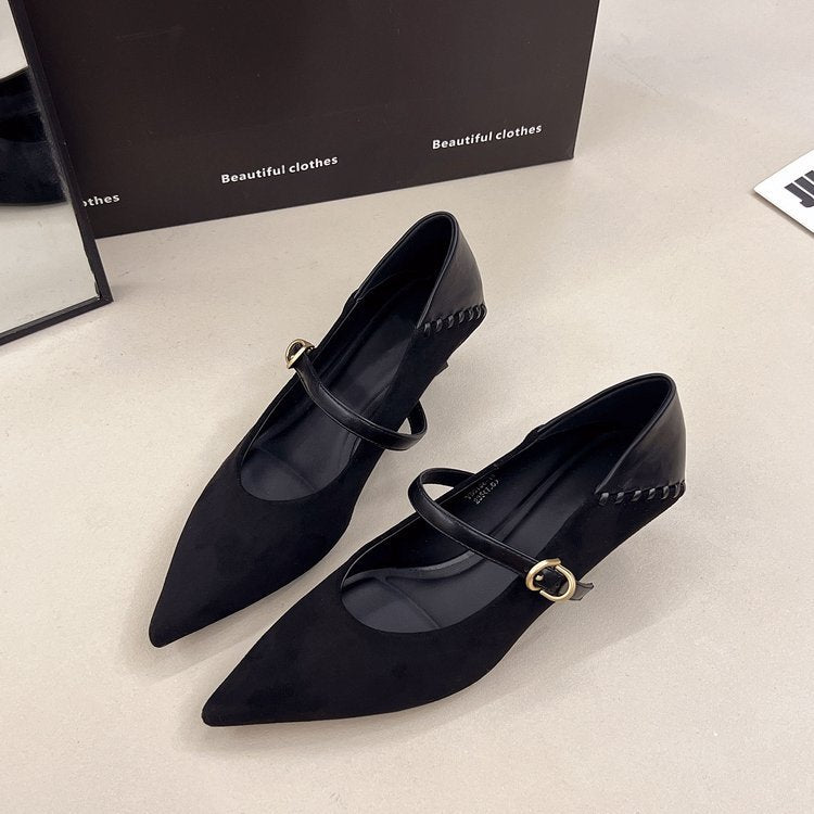 Damen elegante Spitzenpumps mit zierlichem Riemen EB
