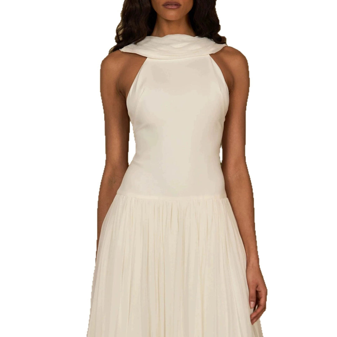 Damen Elegantes Midikleid mit schulterfreiem Design und fließendem Rock EB