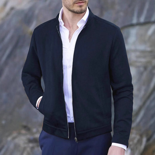 Herren Fleecejacke mit Stehkragen und seitlichen Taschen EB