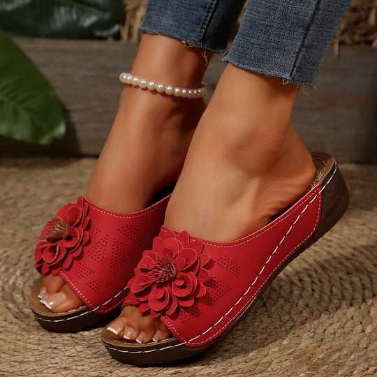 Damen bequeme Sandalen mit floralem Dekor und atmungsaktiver Lochstruktur EB