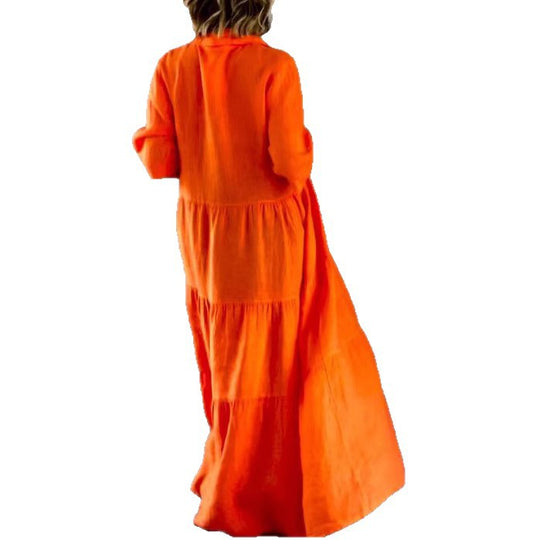 Damen Maxikleid mit Knopfleiste und lässigem Schnitt Heidi-Mode