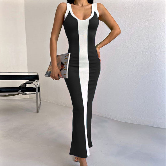 Damen figurbetontes Maxikleid mit grafischem Design EB